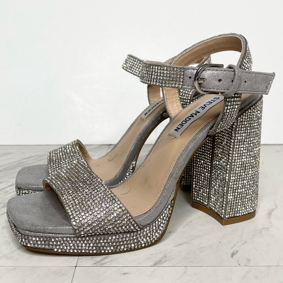 Steve Madden Persepolis Rhinestone Heeled Sandal 5M - Picture 1 of 14